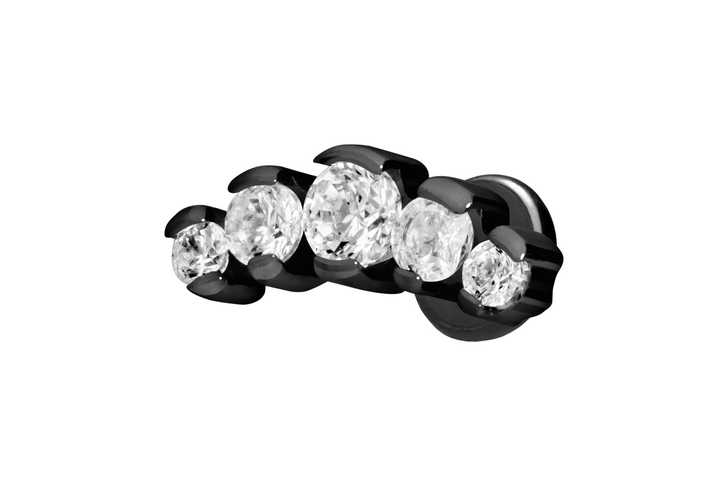 Titan Labret Piercing mit Push Fit 5 EINGEFASSTE KRISTALLE